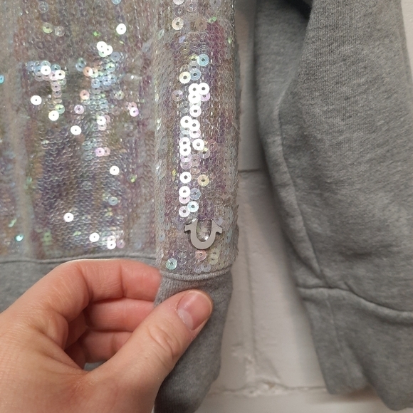 True Religion (Medium) Sequin Boyfriend Grey Sweater - Picture 2 of 11